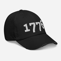 Load image into Gallery viewer, 1776 White Embroidered Distressed Baseball Cap
