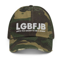 Load image into Gallery viewer, Let&#39;s Go B.... F*JB White Embroidered Camo Distressed Dad Cap
