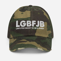 Load image into Gallery viewer, Let&#39;s Go B.... F*JB White Embroidered Distressed Baseball Cap

