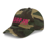 Load image into Gallery viewer, Let&#39;s Go B.... F*JB Pink Embroidered Camo Distressed Baseball Cap
