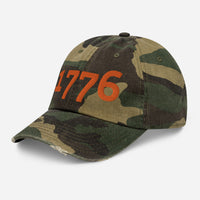 Load image into Gallery viewer, 1776 Orange Embroidered Camo Distressed Baseball Cap
