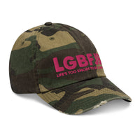 Load image into Gallery viewer, Let&#39;s Go B.... F*JB Pink Embroidered Camo Distressed Baseball Cap
