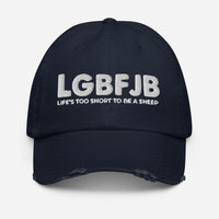 Load image into Gallery viewer, Let&#39;s Go B.... F*JB White Embroidered Distressed Baseball Cap
