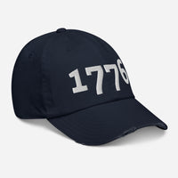 Load image into Gallery viewer, 1776 White Embroidered Distressed Baseball Cap

