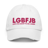 Load image into Gallery viewer, Let&#39;s Go B.... F*JB Pink Embroidered Camo Distressed Baseball Cap
