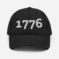 Load image into Gallery viewer, 1776 White Embroidered Distressed Dad Hat
