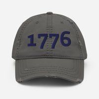 Load image into Gallery viewer, 1776 Navy Embroidered Distressed Dad Hat
