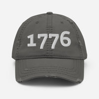 Load image into Gallery viewer, 1776 White Embroidered Distressed Dad Hat

