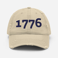 Load image into Gallery viewer, 1776 Navy Embroidered Distressed Dad Hat
