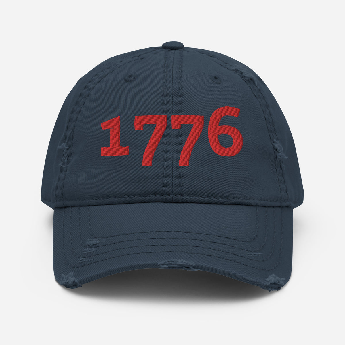 1776 Red Embroidered Distressed Dad Cap