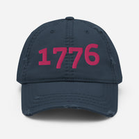 Load image into Gallery viewer, 1776 Pink Embroidered Distressed Dad Hat
