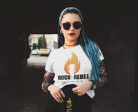 Load image into Gallery viewer, Rock+Reb£llion Flaming Guitar Ngo Women&#39;s Relaxed T-Shirt
