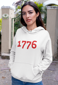 Load image into Gallery viewer, 1776 Red Embroidered Women&#39;s Fleece Hoodie
