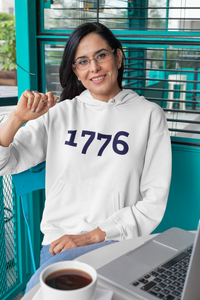 Load image into Gallery viewer, 1776 Navy Embroidered Women&#39;s Fleece Hoodie
