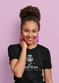 Load image into Gallery viewer, Rock+Reb£llion Retro Mic Blanco Women&#39;s Relaxed T-Shirt
