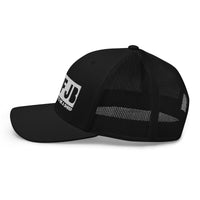 Load image into Gallery viewer, Let&#39;s Go B.... F*JB White Embroidered Blackout Retro Trucker Cap
