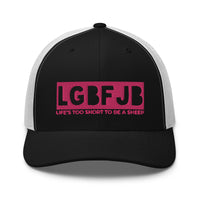 Load image into Gallery viewer, Let&#39;s Go B... F*JB Pink Embroidered Retro Trucker Cap
