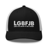 Load image into Gallery viewer, Let&#39;s Go B... F*JB White Embroidered ALOT Retro Trucker Cap
