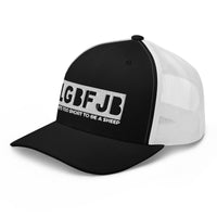 Load image into Gallery viewer, Let&#39;s Go B.... F*JB White Embroidered Blackout Retro Trucker Cap
