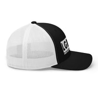 Load image into Gallery viewer, Let&#39;s Go B.... F*JB White Embroidered Blackout Retro Trucker Cap
