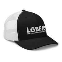 Load image into Gallery viewer, Let&#39;s Go B... F*JB White Embroidered ALOT Retro Trucker Cap

