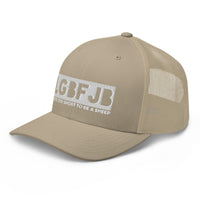 Load image into Gallery viewer, Let&#39;s Go B.... F*JB White Embroidered Blackout Retro Trucker Cap
