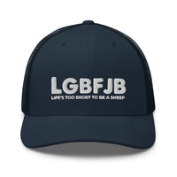 Load image into Gallery viewer, Let&#39;s Go B... F*JB White Embroidered ALOT Retro Trucker Cap
