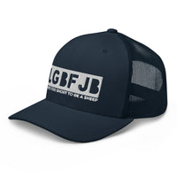 Load image into Gallery viewer, Let&#39;s Go B.... F*JB White Embroidered Blackout Retro Trucker Cap
