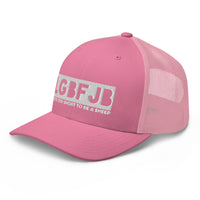 Load image into Gallery viewer, Let&#39;s Go B.... F*JB White Embroidered Blackout Retro Trucker Cap
