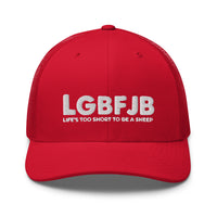 Load image into Gallery viewer, Let&#39;s Go B... F*JB White Embroidered ALOT Retro Trucker Cap
