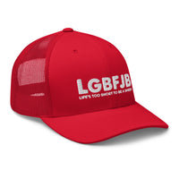 Load image into Gallery viewer, Let&#39;s Go B... F*JB White Embroidered ALOT Retro Trucker Cap
