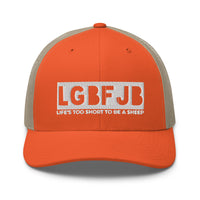 Load image into Gallery viewer, Let&#39;s Go B.... F*JB White Embroidered Blackout Retro Trucker Cap
