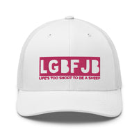 Load image into Gallery viewer, Let&#39;s Go B... F*JB Pink Embroidered Retro Trucker Cap
