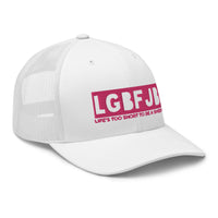 Load image into Gallery viewer, Let&#39;s Go B... F*JB Pink Embroidered Retro Trucker Cap
