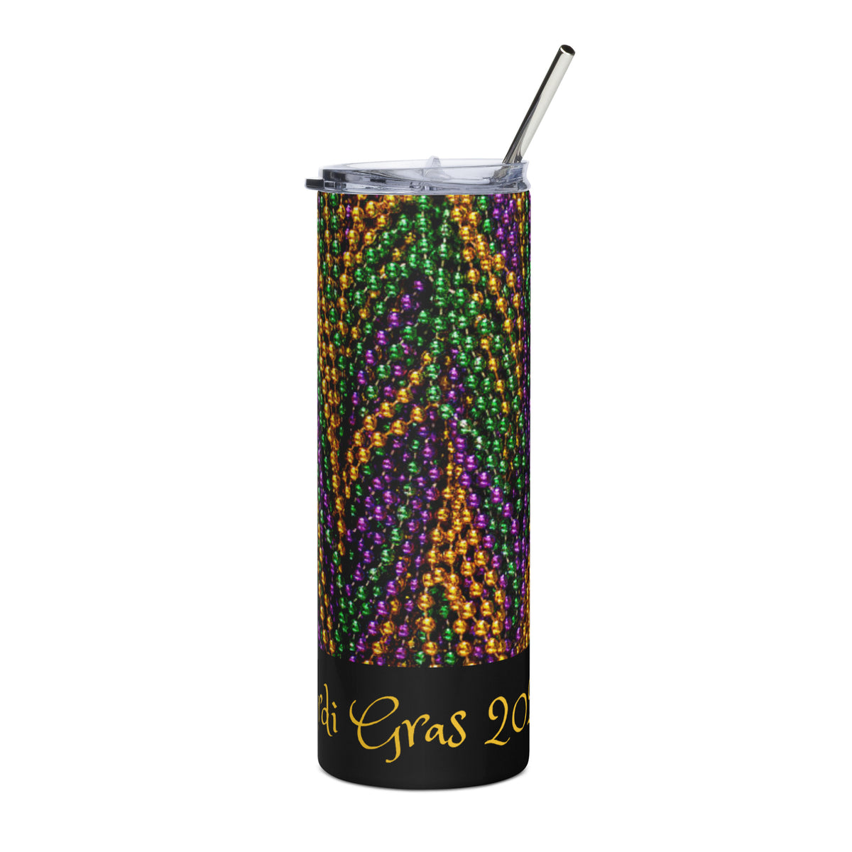 Mardi Gras 2023 Y'all! Bead BG BK Stainless Steel Tumbler