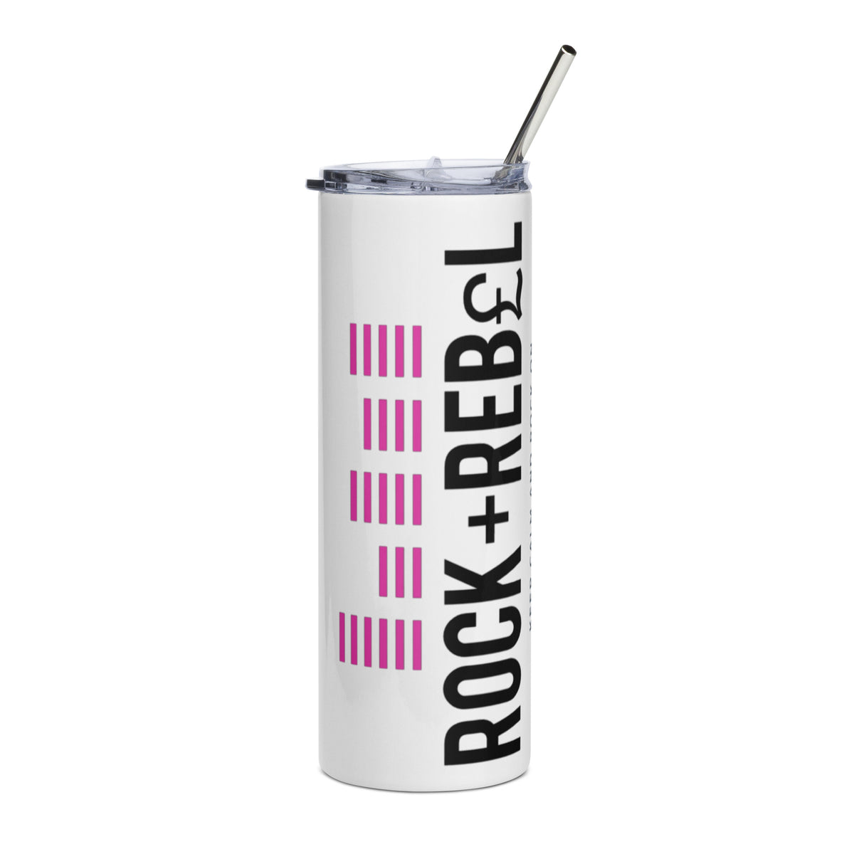 Rock+Reb£llion EQ Fucsia Stainless Steel Tumbler - White