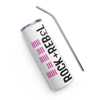 Load image into Gallery viewer, Rock+Reb£llion EQ Fucsia Stainless Steel Tumbler - White
