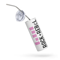Load image into Gallery viewer, Rock+Reb£llion EQ Fucsia Stainless Steel Tumbler - White
