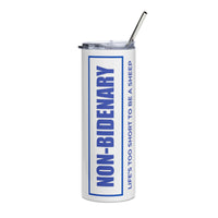 Load image into Gallery viewer, Non-Bidenary White/Blue Stainless Steel Tumbler

