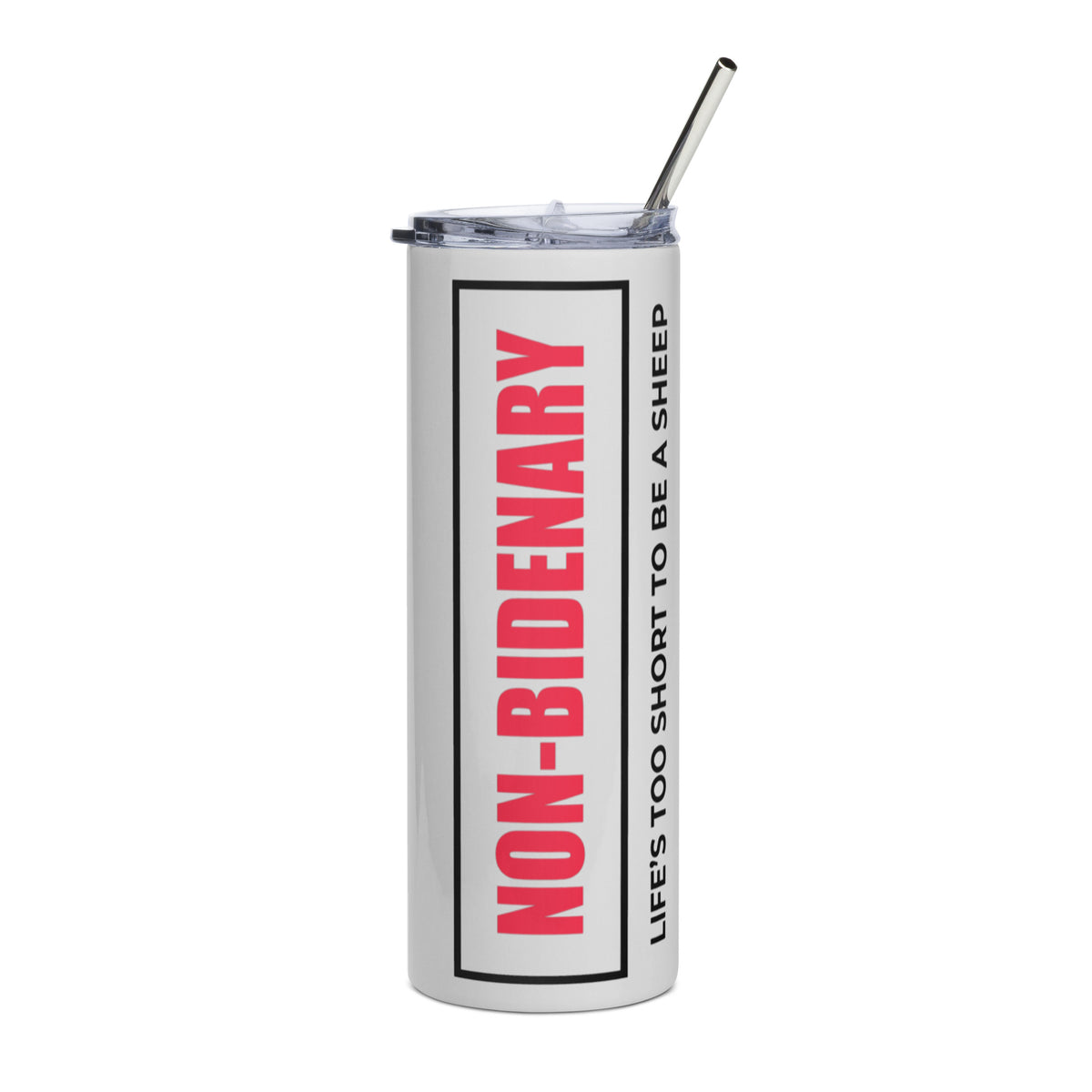 Non-Bidenary Gray/Red Stainless Steel Tumbler