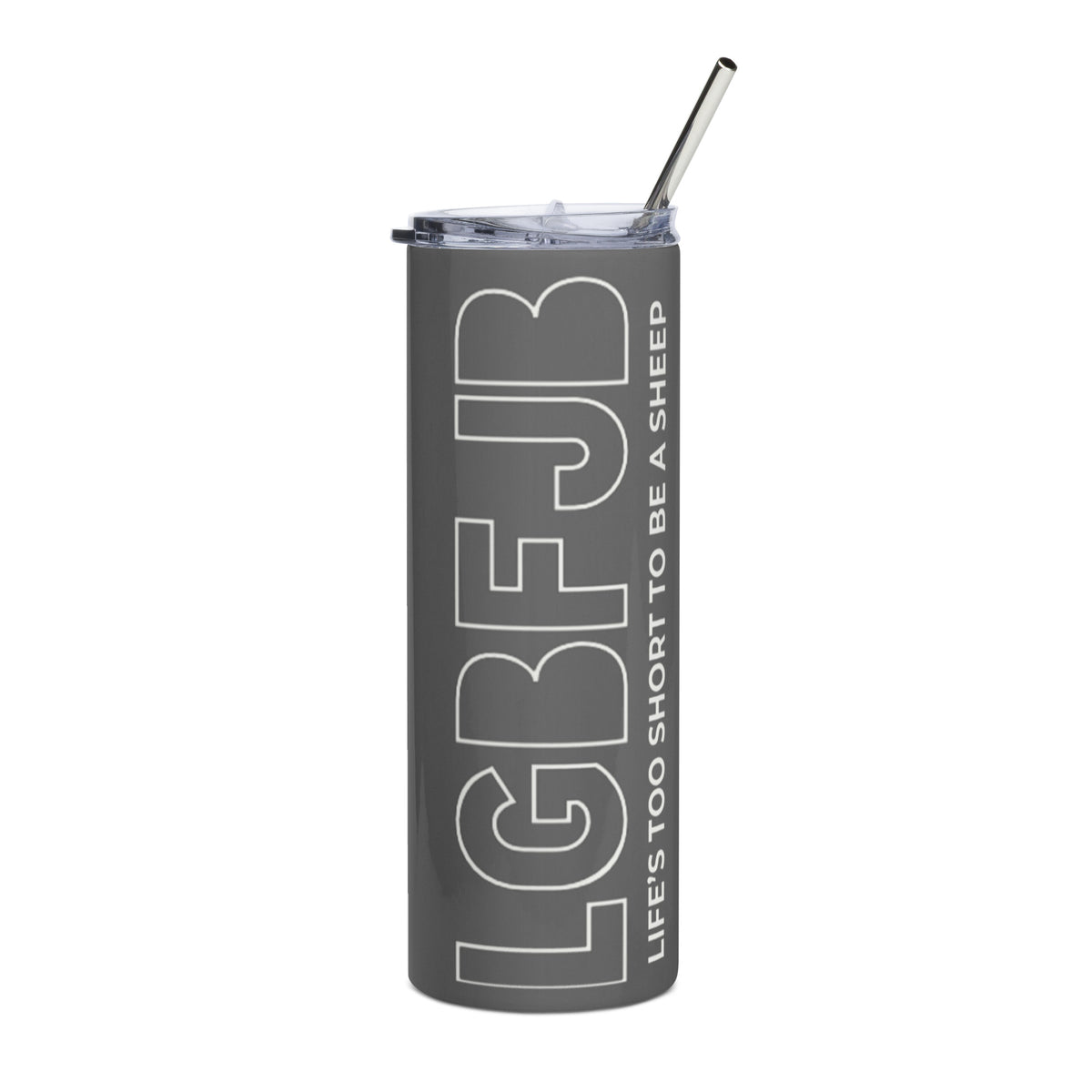 Let's Go B... F*JB OL Gray/White Stainless Steel Tumbler