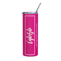 Load image into Gallery viewer, Let&#39;s Go B... F*JB Box Script  Violet Pink/White Stainless Steel Tumbler
