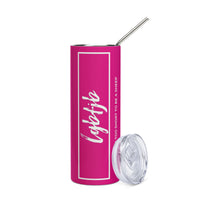 Load image into Gallery viewer, Let&#39;s Go B... F*JB Box Script  Violet Pink/White Stainless Steel Tumbler
