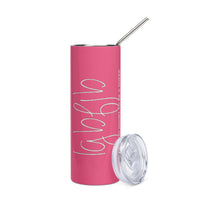 Load image into Gallery viewer, Let&#39;s Go B... F*JB Script Pink/White Stainless Steel Tumbler
