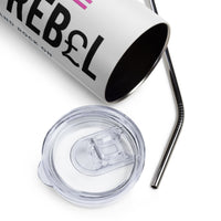 Load image into Gallery viewer, Rock+Reb£llion EQ Fucsia Stainless Steel Tumbler - White
