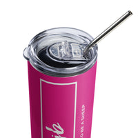 Load image into Gallery viewer, Let&#39;s Go B... F*JB Box Script  Violet Pink/White Stainless Steel Tumbler

