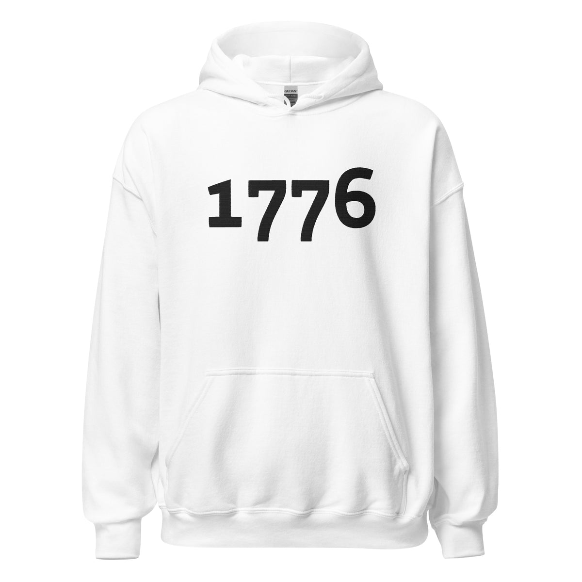 1776 Black Embroidered Unisex Hoodie