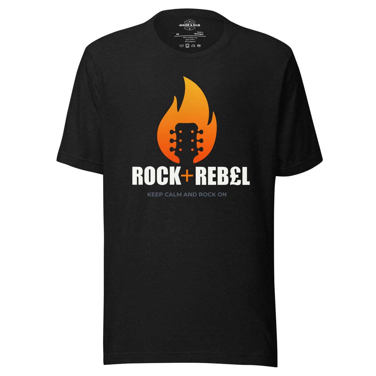 Rock+Reb£llion Flaming Guitar LG Men's T-Shirt