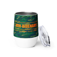 Load image into Gallery viewer, Non-Bidenary Camo Orange Wine tumbler

