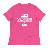 Load image into Gallery viewer, Play Stupid Games, Win Stupid Prizes Women&#39;s Relaxed T-Shirt - WG
